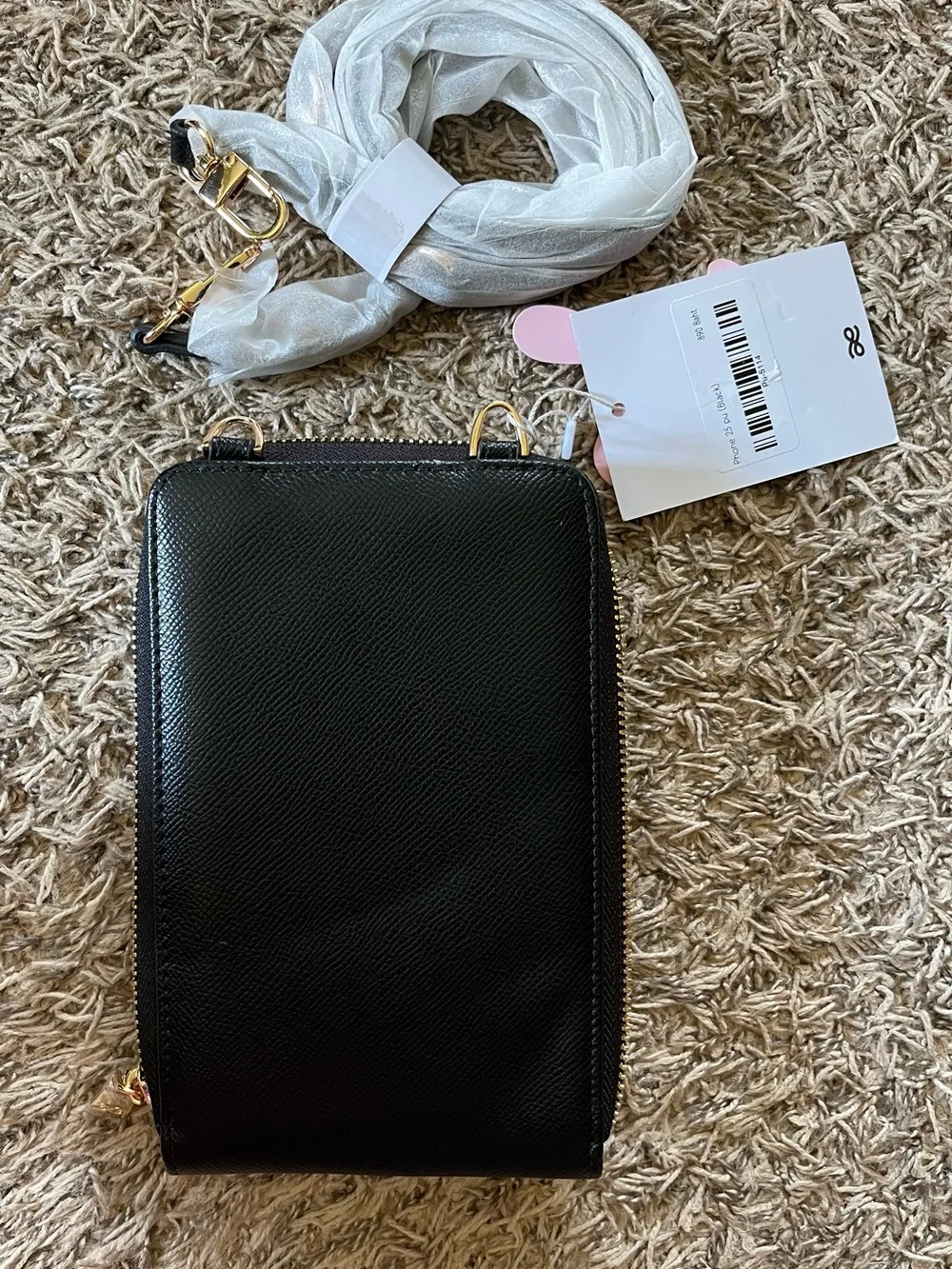 HOUSE OF LITTLEBUNNY Black Crossbody Wallet with Gold Hardware - NWT